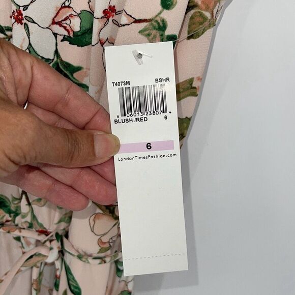 London Times Womens Floral Elastic Waistband Jumpsuit Dress Multicolor Size 6 NW - Picture 6 of 12